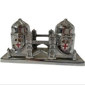 Domine Dirige NOS London Stainless Steel Salt & Pepper w/ London Bridge Caddie